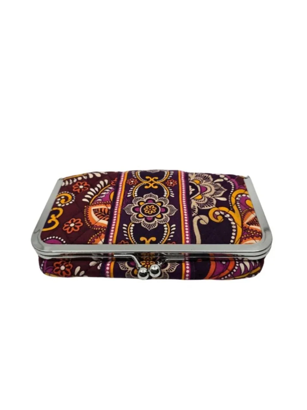 Vera Bradley Kiss & Make up Kiss Lock Make Up Cosmetic Bag w. Plastic Liner - Picture 3 of 9